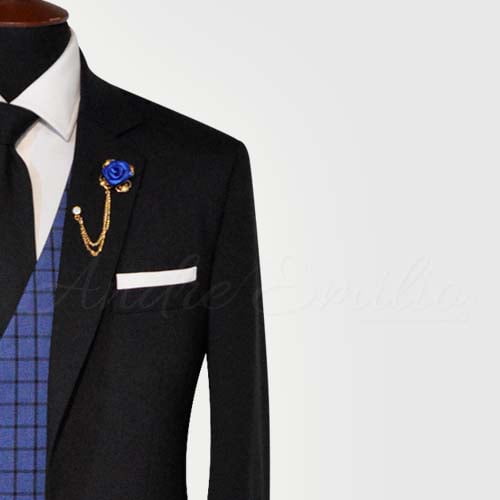 Dark Black 3 Piece Suit Side