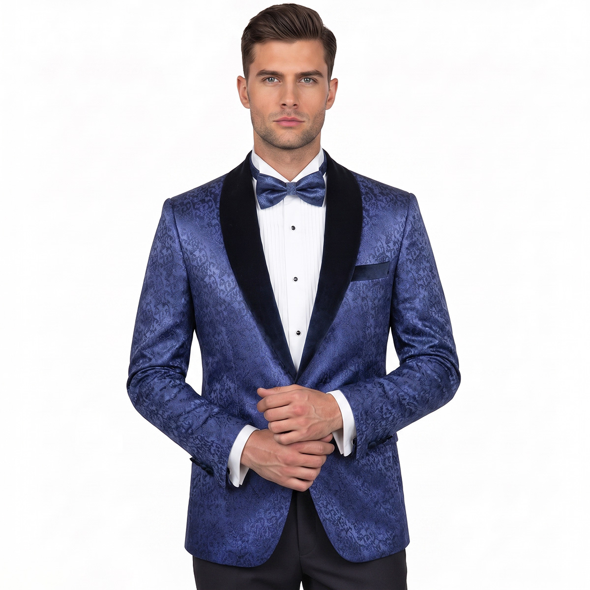 Andre Emilio Textured Blue Tuxedo For Men