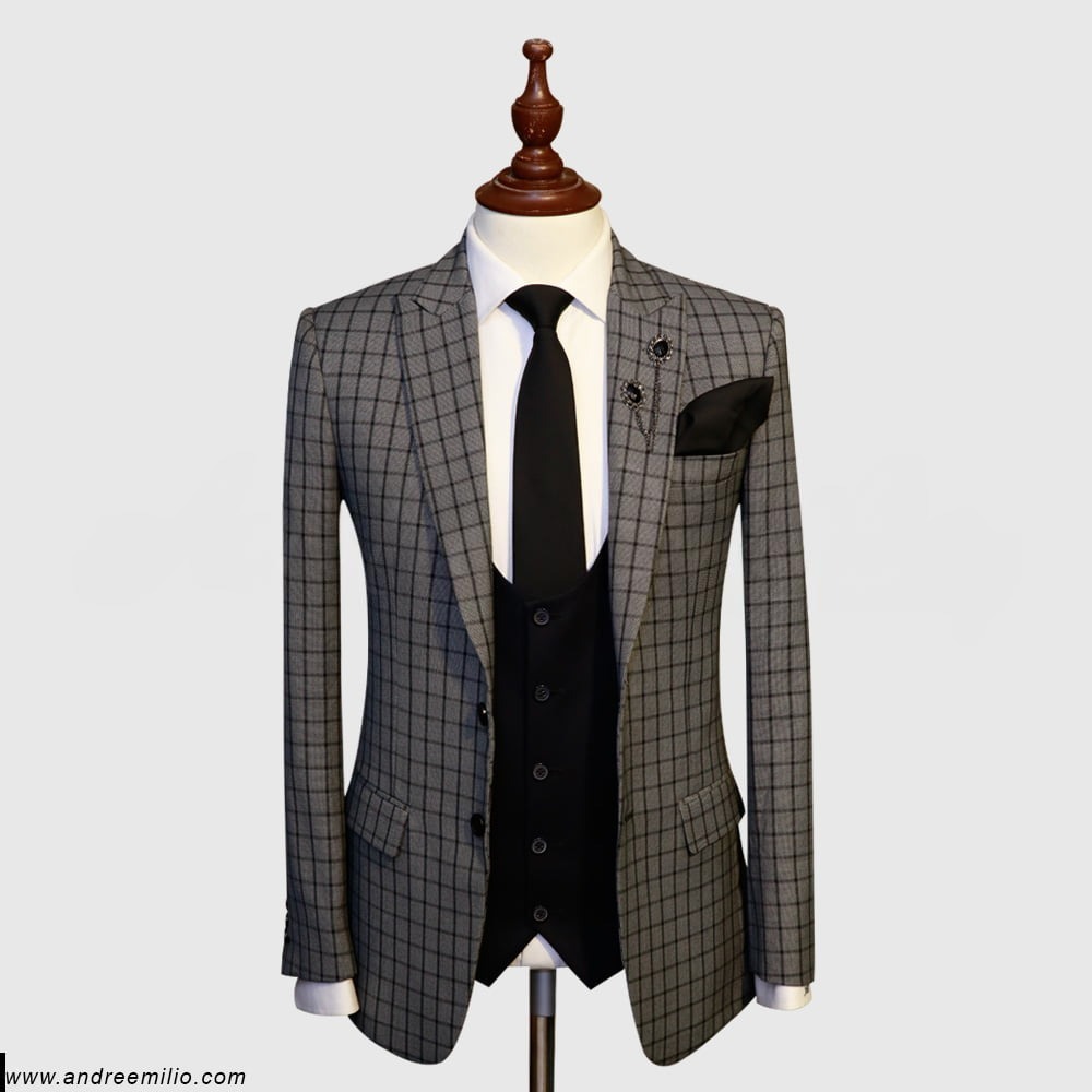 Grey Checked 3 Piece Suit