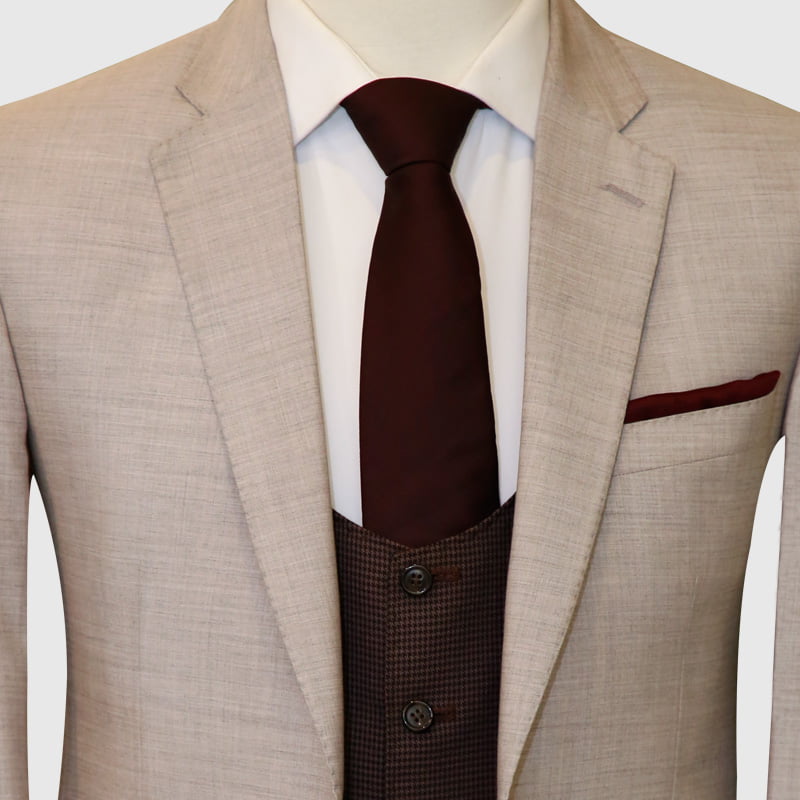 Modern Fit Off White 3 Piece Suit Front