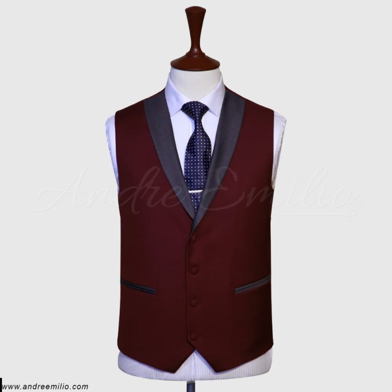 V Shaped 4 Buttons Maroon Vest