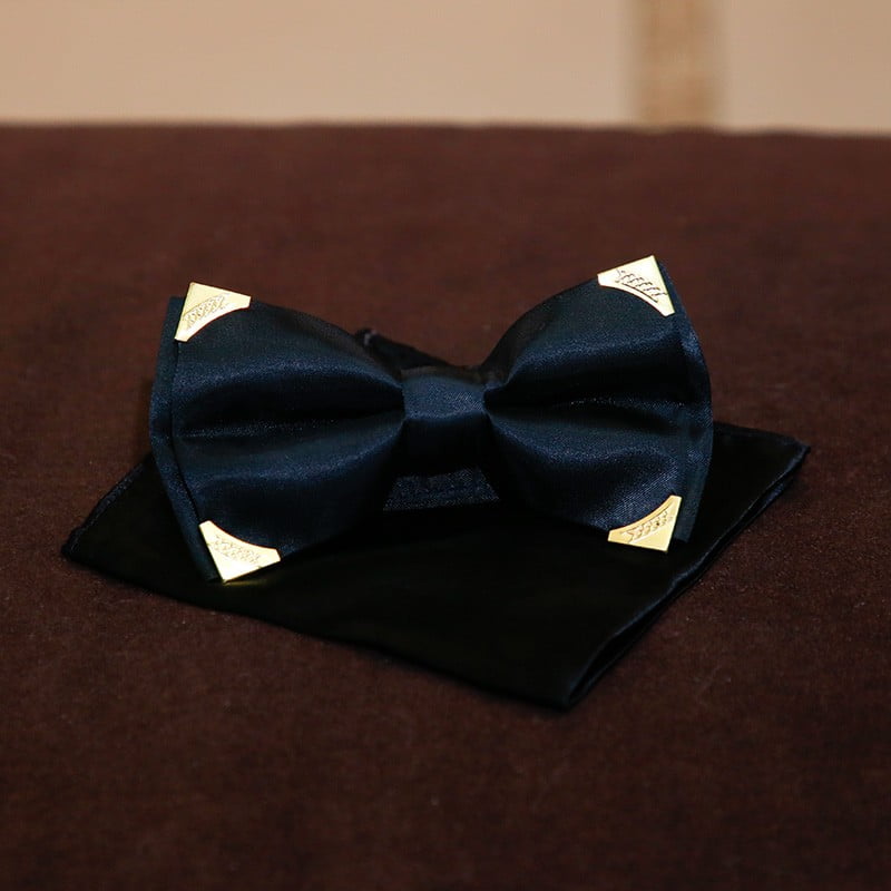 Andre Emilio Black Gold Metal Tipped Bowtie