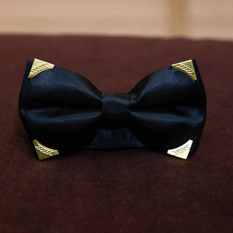 Andre Emilio Black Gold Metal Tipped Bowtie 2