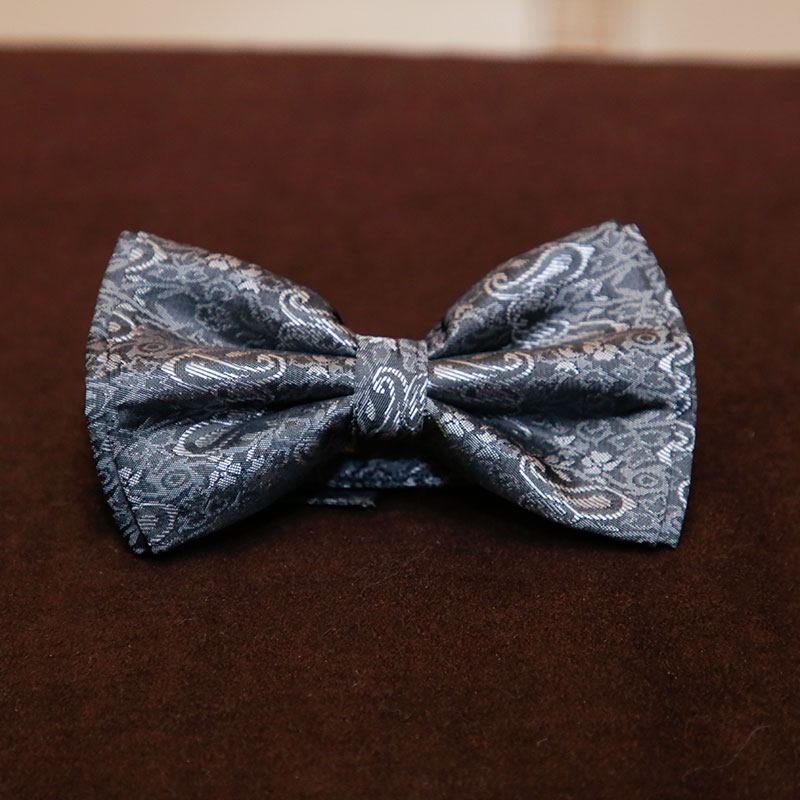 Silver And Grey Pattern Bow Tie