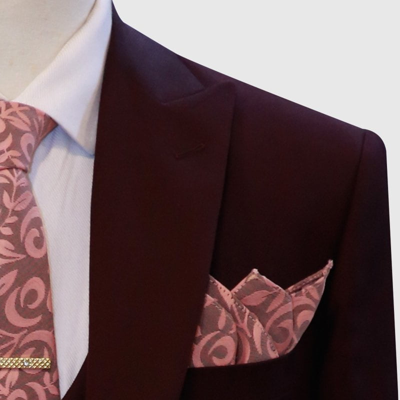 DARK MAROON 3 PIECE SUIT Lapel