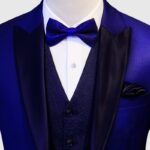 Solid Blue Tuxedo With Black Lapel