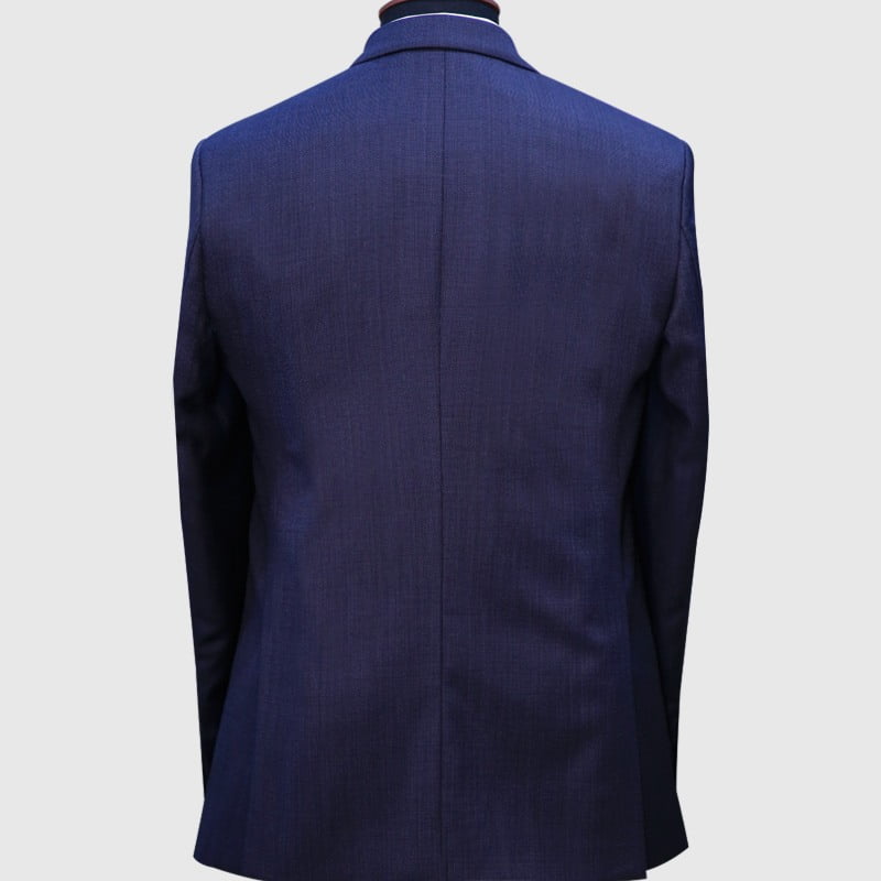 Solid Navy Blue 2 Piece Suit Back