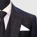Ink Blue Windowpane Check 3 Piece Suit