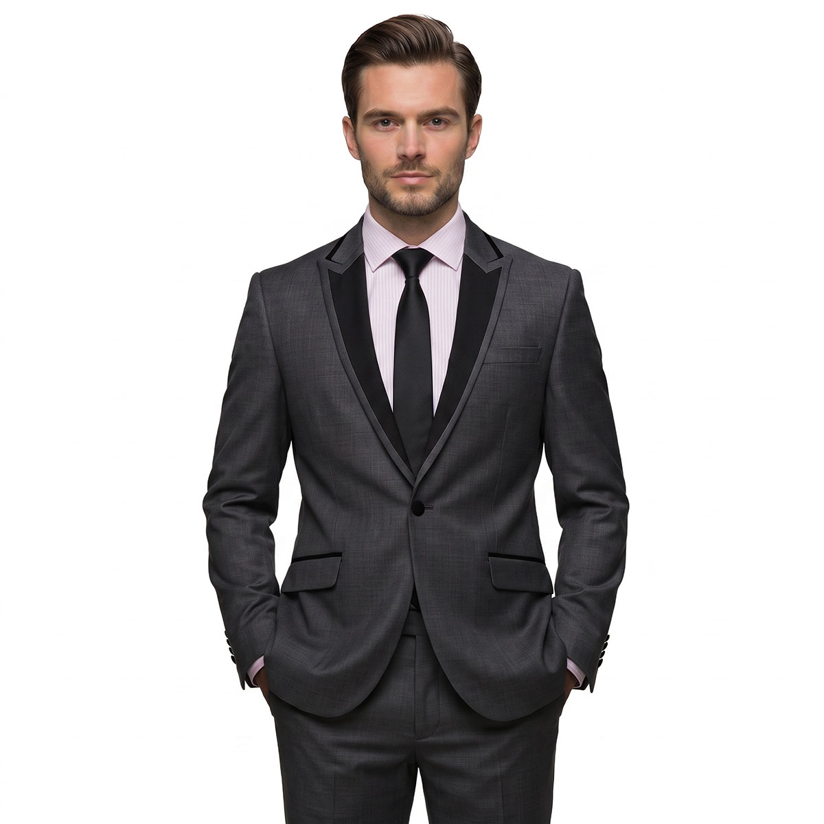 Andre Emilio Custom Gray 2 Piece Tuxedo Suit For Men