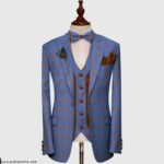 Blue Galen Checked 3 Piece Suit