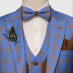 Blue Galen Checked 3 Piece Suit