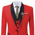 Red Tuxedo Wedding Suit For Men Close Up