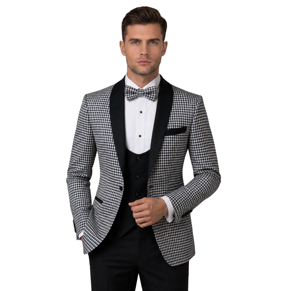 Andre Emilio Custom Gingham Tuxedo For Men