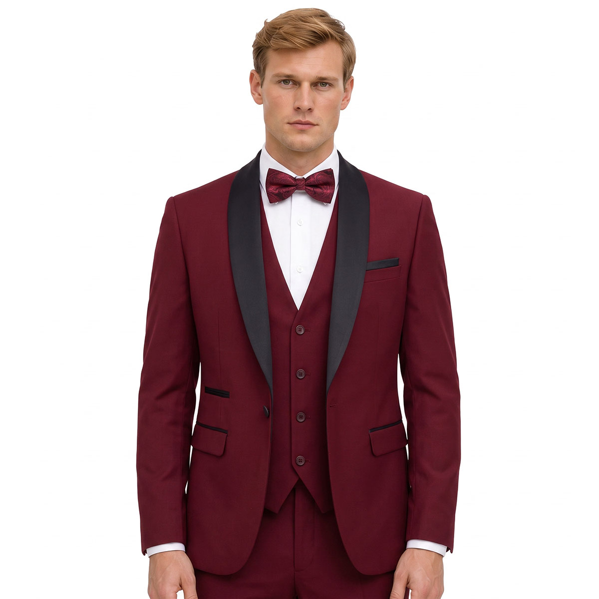 Andre Emilio Cherry Red Tuxedo Suit