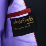 Men Light Purple Tuxedo Suit With Black Lapel Close Up