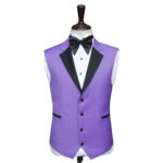 Men Light Purple Tuxedo Suit With Black Lapel Close Up