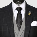 3 Piece Checked Black And Gray Suit