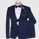 Dark Blue Three Piece Tuxedo Suit