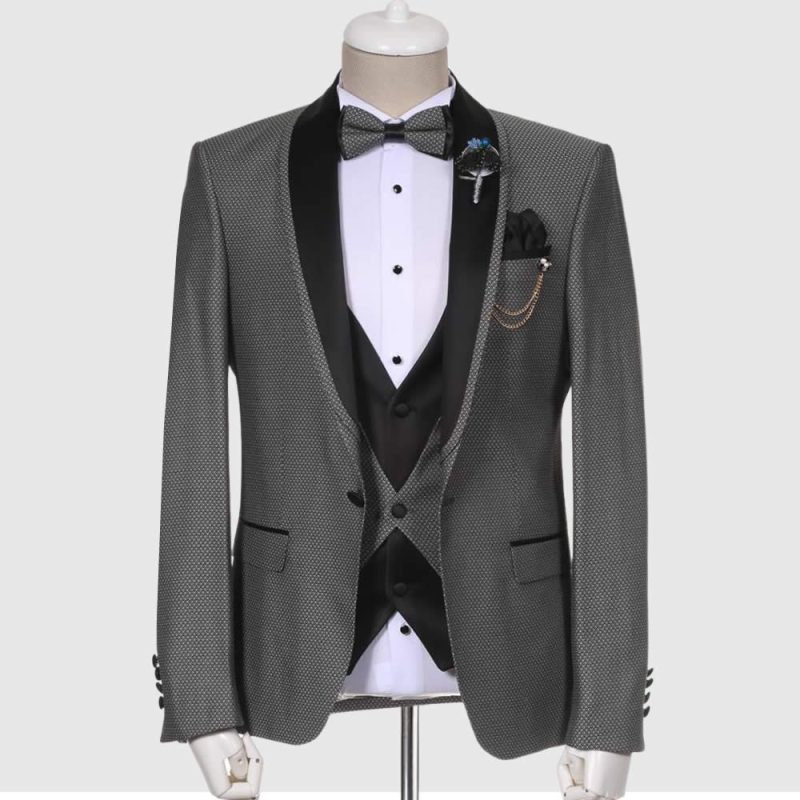 Dotted Gray Tuxedo Suit