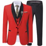 Red Tuxedo Wedding Suit For Men Close Up