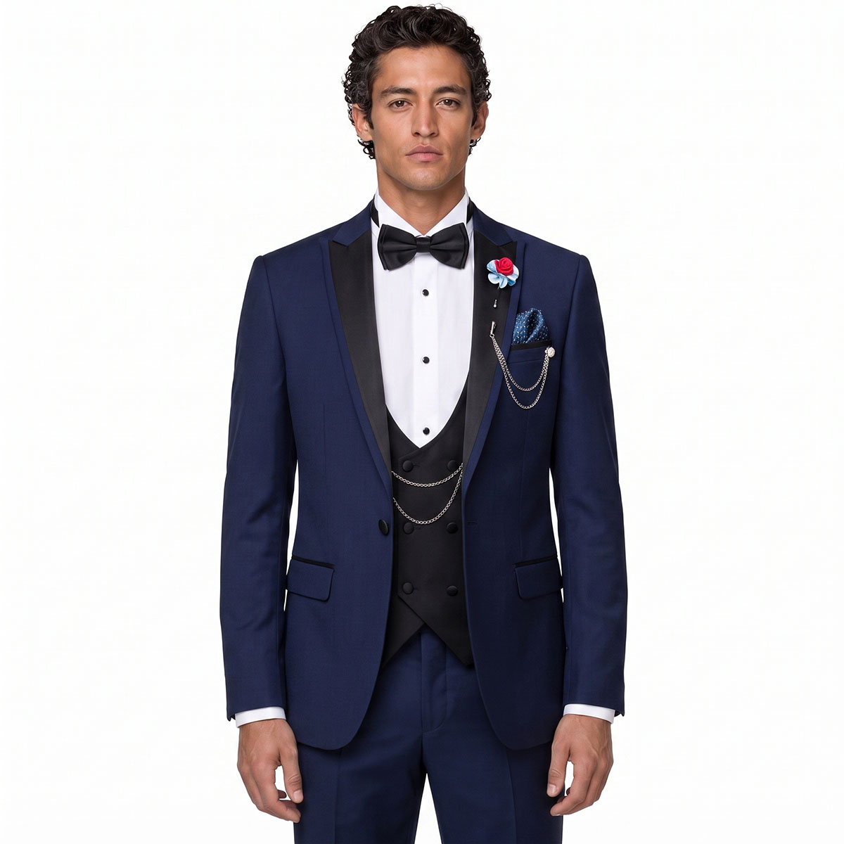 Dark Blue Three Piece Tuxedo Suit