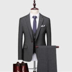 Mens Dark Gray Wedding 3 Piece Suit