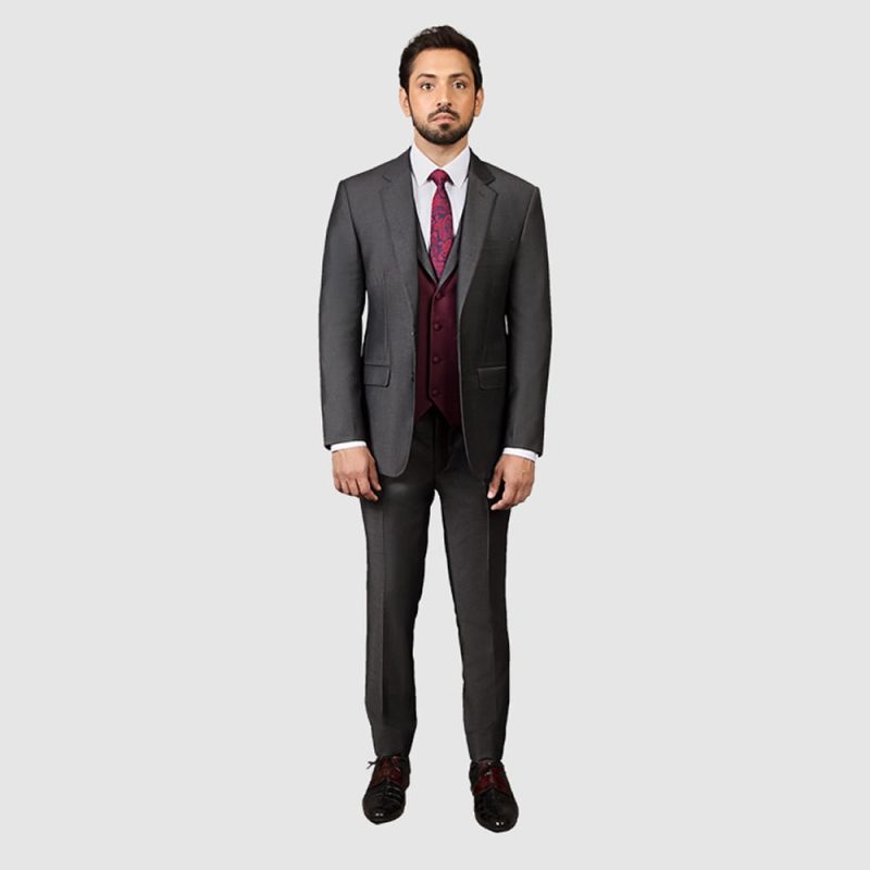 Men Dark Gray 3 Piece Suit