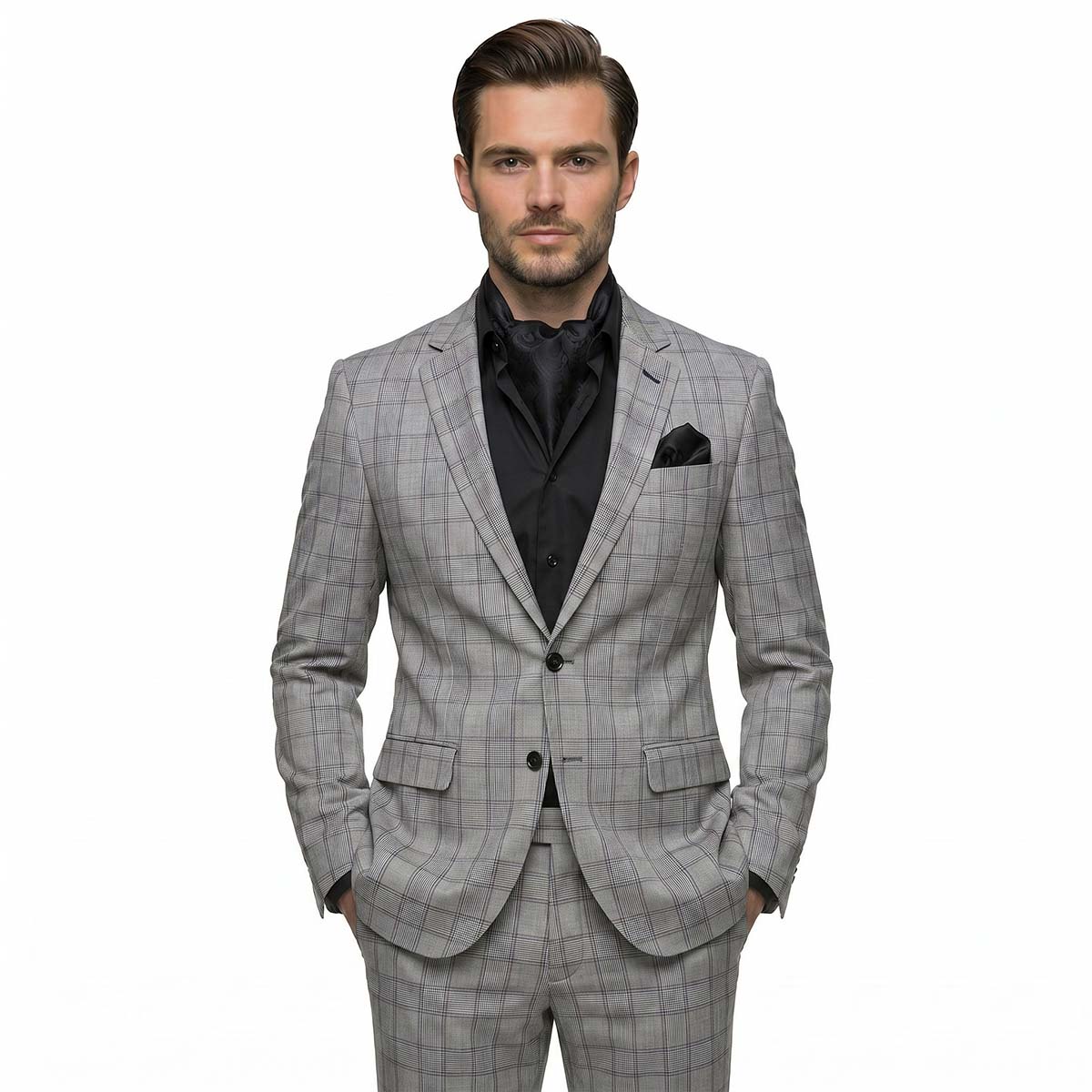 Andre Emilio Grey Checked Blazer