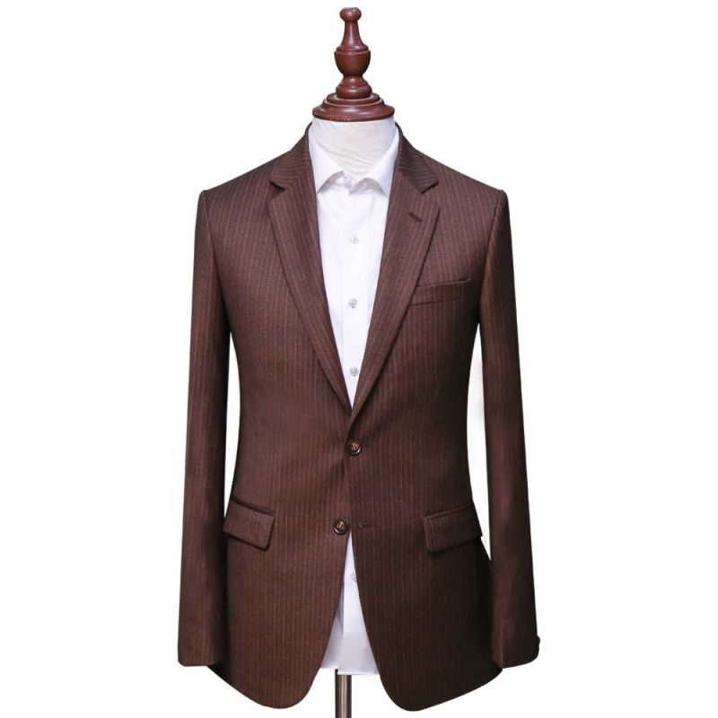Brown Striped Blazer Front Clouser