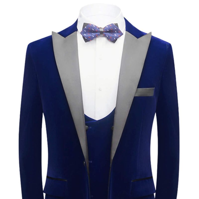 Blue Velvet Tuxedo Close View