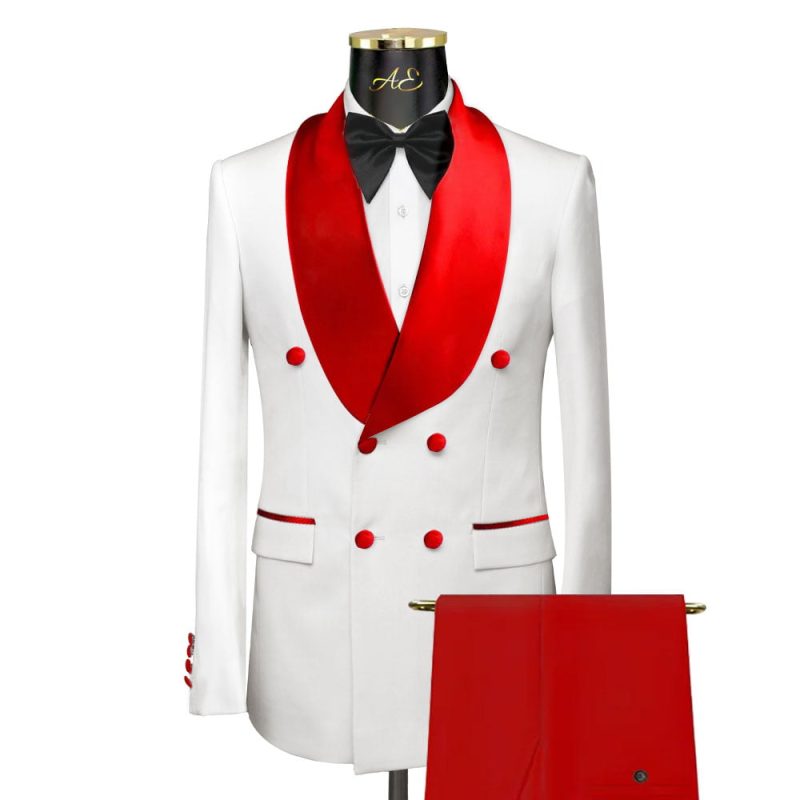 Prom Suit 42 White And Red Tuxedo
