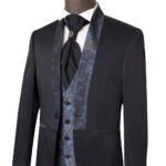 Dark Navy Tuxedo With Floral Shawl Lapel