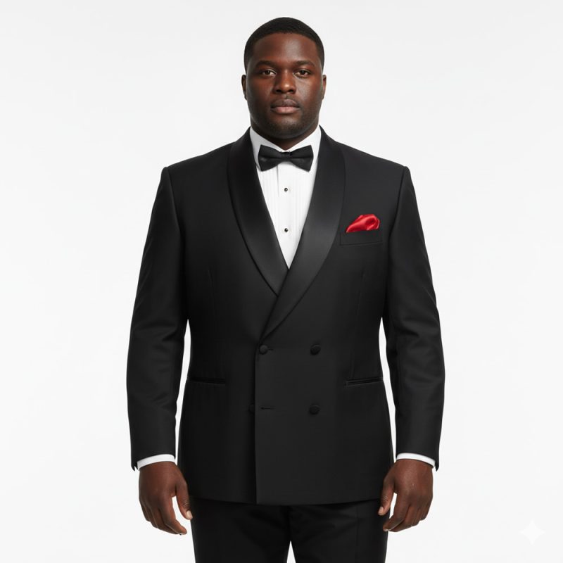 Custom Black Double Breasted Tuxedo For Men