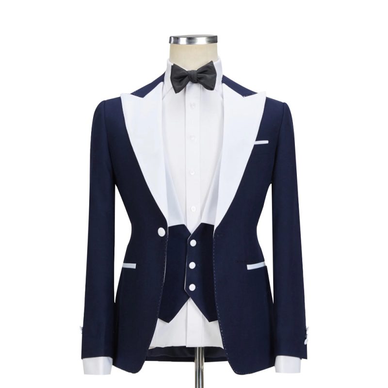 Navy Tuxedo With White Lapel