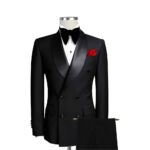 Mens Custom Black Double Breasted Tuxedo