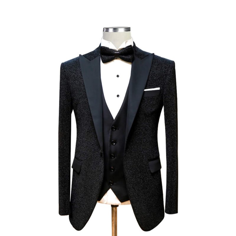 3 Piece Black Glitter Tuxedo
