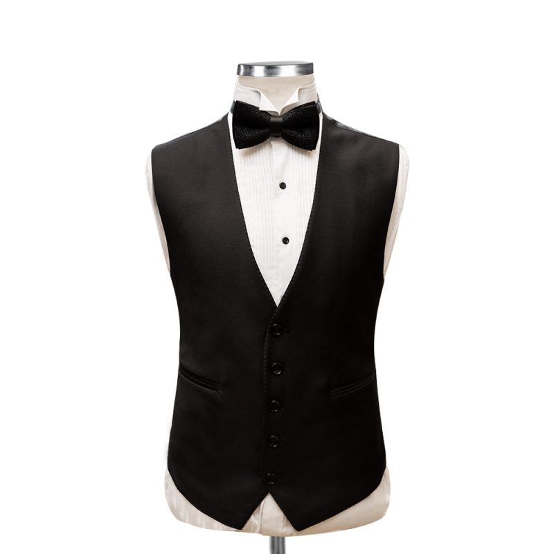 Black Glitter Tuxedo Waistcoat