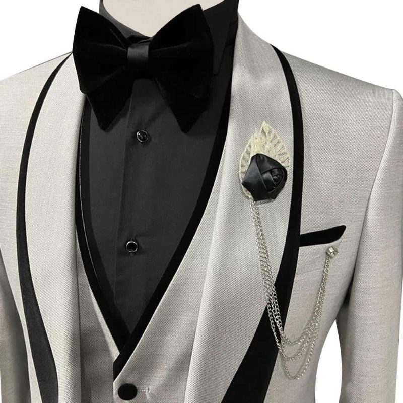 Light Grey And Black Tuxedo Lapel