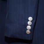 Blue Double Breasted Suit With Striped