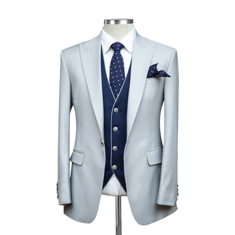 Grey Suit With Blue Vest