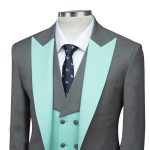 Grey And Green Tuxedo Suit