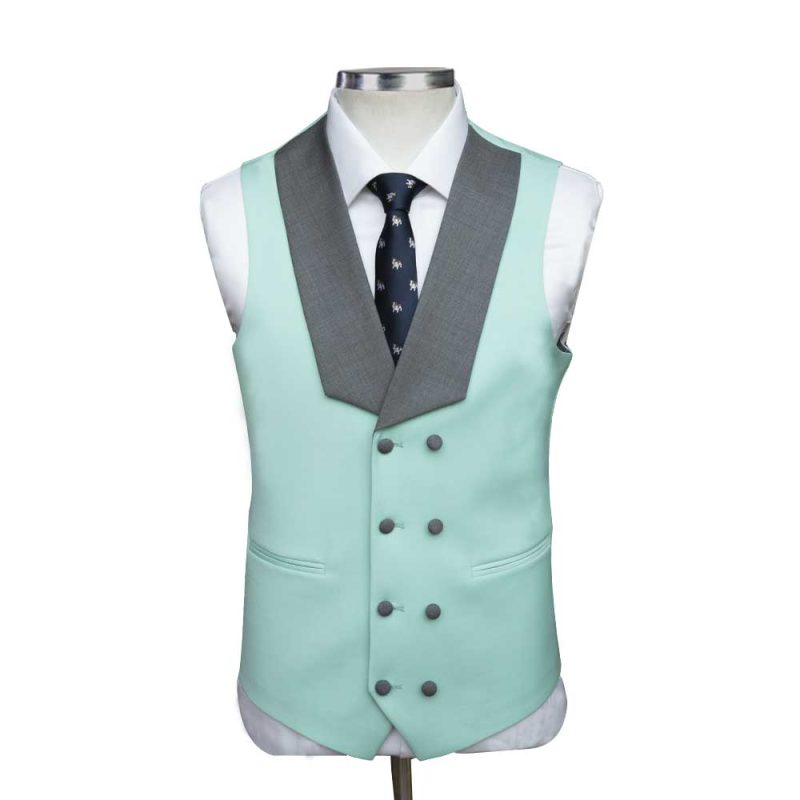 Light Green Vest Grey Lapel