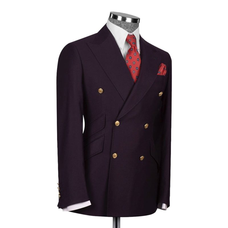 Custom Dark Purple Double Breasted Suit
