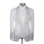 White Tuxedo With Pearl And Crystal