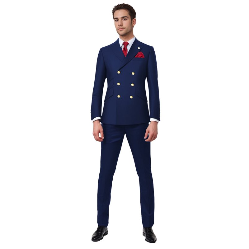 Dark Navy Double Breasted Suit For Men