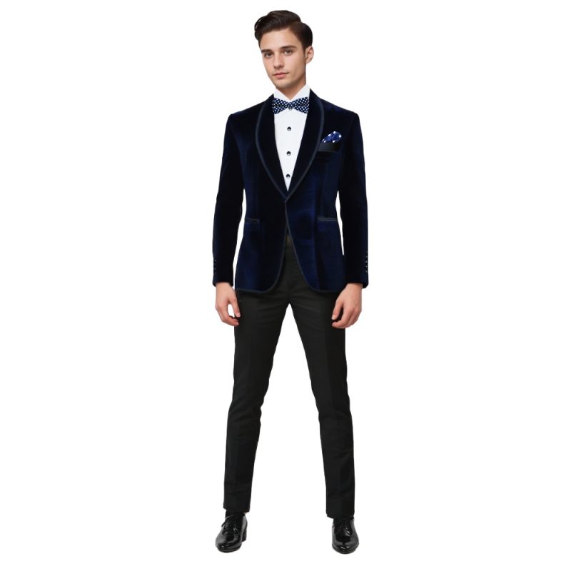 Dark Blue Velvet Tuxedo For Men