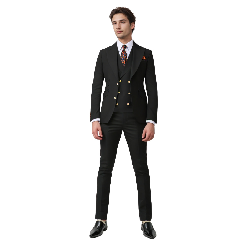 Black Suit With Golden Buttons For Men