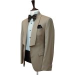Beige Tuxedo With Same Fabric Lapel For Men