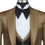 Texture Golden And Black Tuxedo For Men
