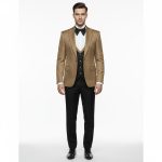 Texture Golden And Black Tuxedo For Men